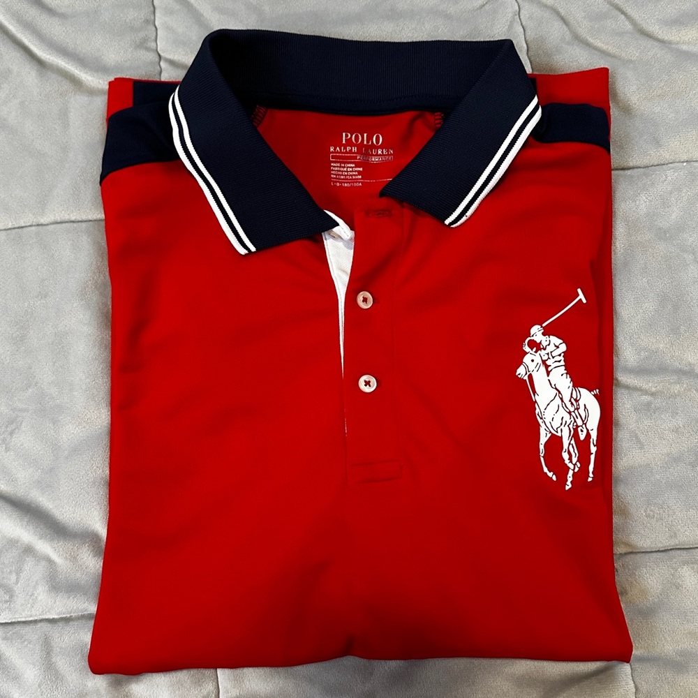 Mens Polo by Ralph Lauren Red and Black Performance Shirt